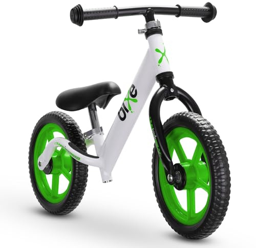Bixe Aluminum Balance Bike for 18 Month to 6 Year Old Toddlers - 12 inch or 30.5 cm Wheels - No Pedal Kids' Training Bikes - Lightweight Bicycle for 18mth+ Boy or Girl - Green