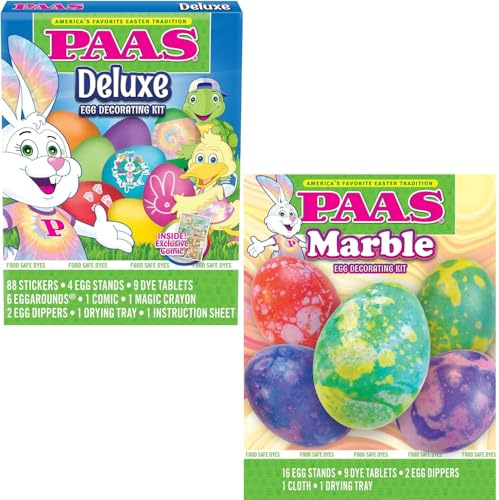 PAAS Super set per decorare le uova, confezione da 2 kit di tintura per uova di Pasqua (classico e marmo)