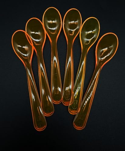 Sked 12 cm äggsked babysked dessertsked (6 stycken) återanvändbara, orange transparent
