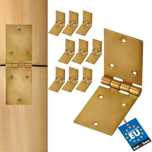 KOTARBAU® Kistenband 10 St. Scharnier Gerollte Tischband Möbelscharnier Verzinkt Gelb Torband Möbelband Türscharnier 2 Flügel Top-Qualität 150 x 50 mm