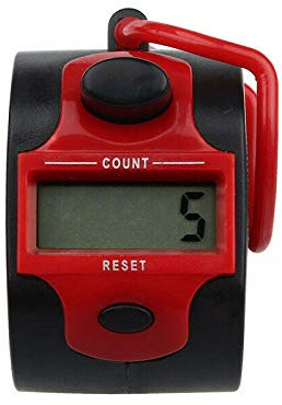 Compteur de doigts numérique à 5 chiffres pour tour/sport/entraîneur/école/événement Rouge