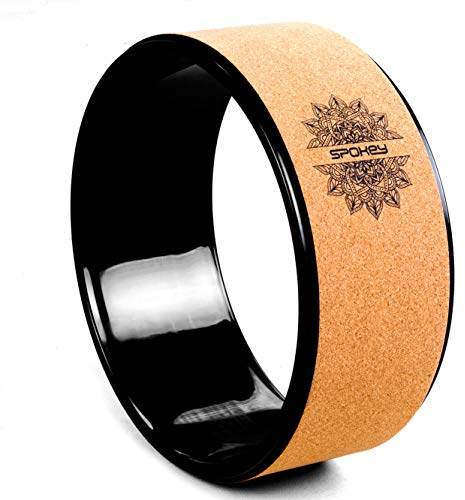 SPOKEY Czakra Yogarad aus Kork Ø cm | Yoga-Ring für Einsteiger und Fortgeschrittene | Ideal für Stabilisierung und Dehnungsübungen während der Yogapraxis | Aus Kork und TPE, 5902693266334, Black