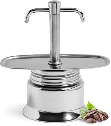 Kings County Tools Double Spout 2 Cup Coffee Maker - Stainless Steel Stovetop Espresso Maker - Italian Coffee Machine for Espresso, Cappuccino, and Mocha - Portable Brew Pot for Home or Camping