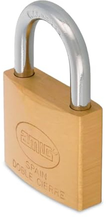 AMIG - Candado de Seguridad - Incluye 2 Llaves - Ideal para Taquillas y Maletas - Arco de Acero Tratado - 35 mm - Latón Mate