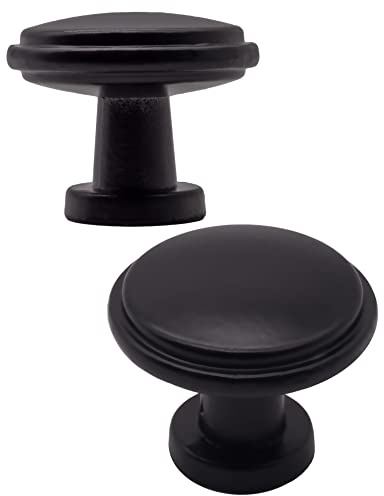 FUXXER Möbel-Griffe, Vintage Schubladen-Knöpfe, Landhaus Design, 27x22 mm, 2er Set schwarz,