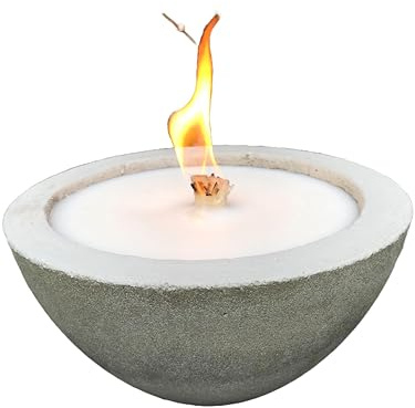WeberHomemade® Wachsfresser Kerzenfresser Schmelzlicht mit Dauerdocht & Dochthalter Beton Feuerschale Schmaler Rand Ø 24 cm Nachhaltige & Wiederbefüllbare Outdoor Kerze