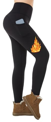 ineepor Leggins Termicos Mujer Invierno Mallas Termicas Mujer Leggings Térmicos Forro Polar Bolsillos Cintura Alta