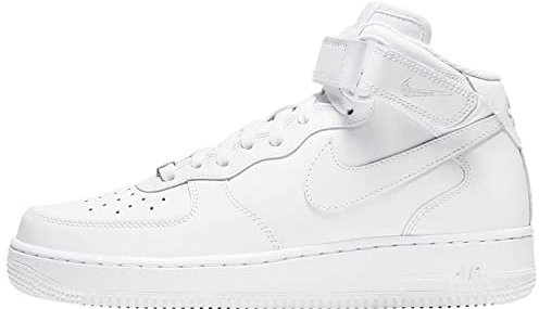 NIKE -Sneakers Mid -Chiusura con Lacci E Strappo -Tomaia in Pelle -Fodera INTESSUTO -Suola in Gomma Bianco 44½