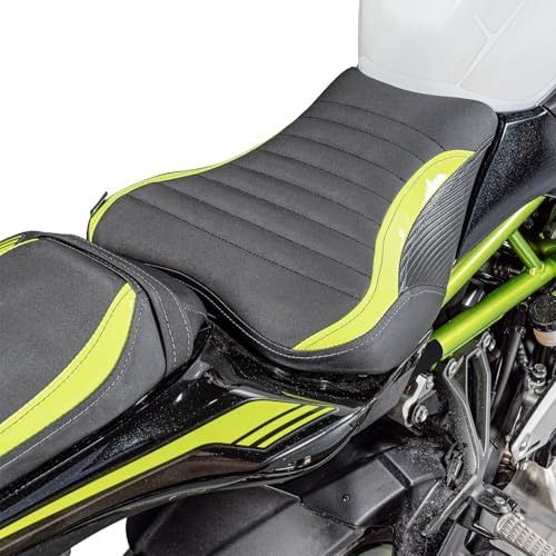 Lorababer Housse de Coussin de siège pour conducteur de Moto et Passager en Cuir Compatible avec K-awasaki Z900 Z 900 2017-2023 2018 2019 2020 2021 2022 (Avant-Vert)