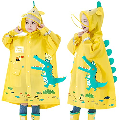 Fewlby Poncho Antipioggia Bambini Giacche Impermeabili Ragazzi Ragazze Giacche da Pioggia Leggero Cappotto di Pioggia in cartone animato Mantella Pioggia 5-6 Anni