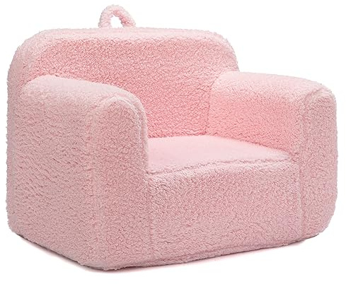 BEJOY Poltroncina per Bambini Ultra-Morbida, Divanetto Imbottito in Schiuma, Ideale per Lettura, Seduta Confortevole in Sherpa, per Ragazzi e Ragazze, Rosa