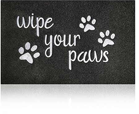 HLFMVWE Large Outdoor Welcome Mat for Front Door Wipe Your Paws Doormat Rubber Non Slip Backing Funny Doormat Indoor Rugs Dog Mat for Entryway Porch,Black 60X90cm