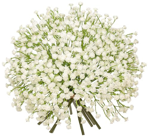 Briful 10 Stück Schleierkraut Künstliche Blumen Gypsophila Kunstblumen Wie Echt Kunstzweig Blumensträuße für Hochzeit Party Home Décor