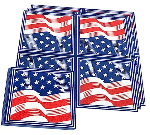 Healeved 40stücke Einwegservietten Mit Amerikanischer Flagge Papierservietten Zum Unabhängigkeitstag Dekorative Partyservietten Für Dinnerservietten