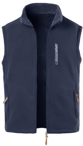MeiLayM Hombres Chaleco de Vellón Ligero Invierno Caliente Deportes Chaqueta Chaqueta Chaqueta sin mangas Puro Color Chaleco Chaqueta aire Libre Fotografía Senderismo Chaqueta sin Mangas, Azul, L