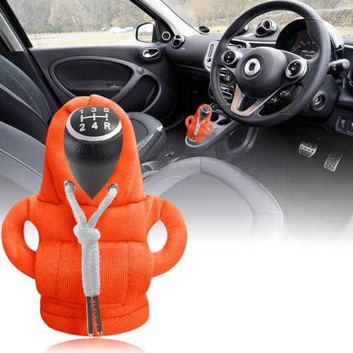 SXCCNW Auto Schaltknauf Abdeckung, Schaltknauf Abdeckung, Schaltknauf überzug Schaltknauf Hoodie Abdeckung Car Shifter Hoodie für Auto Schalthebel Dekoration 15 x 13 cm Orange Farbe
