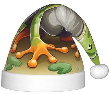 Cartoon Frosch Festliche Kinder Weihnachtsmannmütze - Eine bequeme, bedruckte Weihnachtsmütze, ideal für Neujahr und festliche Feiertagsfeiern