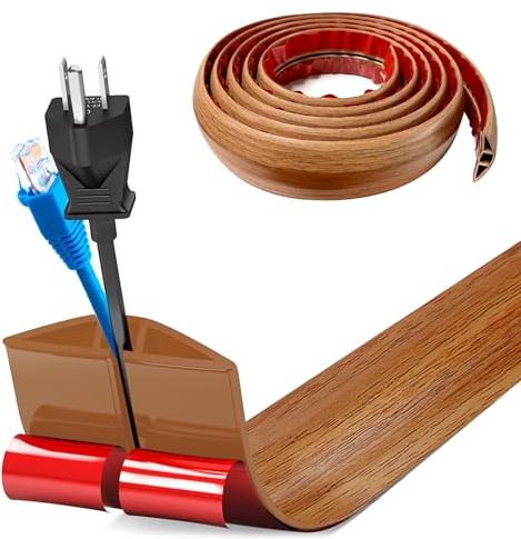 Pasacables Suelo, Canaleta Cables Suelo, 1M x5cm Protector de Cables para Suelo, Cubiertas de Suelo para Cables Autoadhesiva Montaje para Todos los Hogar, Oficina, Escuela, Almacén(Madera Amarillo)