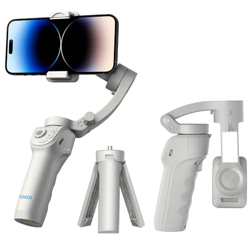 Royal Led Stabilizzatore Gimbal per Smartphone a 3 Assi, Tracciamento Volto, Treppiede, Connettibile, Perfetto per Video Live, Youtube, TikTok, Riprese professionali, Reels