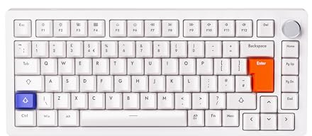 DrunkDeer A75 Rapid Trigger Mechanical Gaming Keyboard Magnetic Switch Keyboard 75% TKL 82Keys USB Wired RGB Backlit Knob ISO UK Layout，White