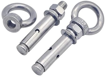 2 STK, Mauerwerksschrauben for Ziegelwände, Edelstahl 304, M6, M8, M10, M12, Hebering, Spreizhaken, Schraube, Warmwasserbereiter-Spreizbolzen, Schaukelhaken(Size:M12x100mm)