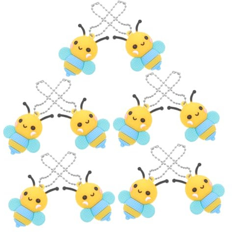 ibasenice 10pcs Bee Keyrings Women Pvc Bee Ornament for Keychain Decorative Hanging