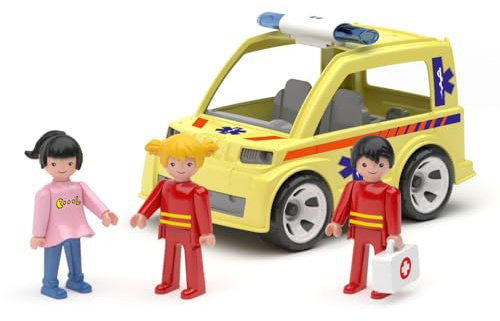 MultiGO Trio Rescue - Sandkasten Spielzeug für Kinder ab 3 Jahre - Figuren Rettungssanitäter mit einem Rettungswagen - Sandspielzeug für Outdoor Spiele - Auto für den Garten