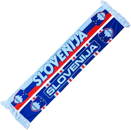 Generisch Slovenia Slovenija - Sciarpa a maglia per Mondiali, EM, sciarpa da calcio, sciarpa di culto, Rosso, bianco, blu, 145 x 18 cm