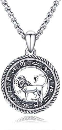 PARYFO Collier signe zodiaque, chaîne horoscope oxydée/or, pendentif constellations, astrologie, cadeau anniversaire hommes/femmes, 22MM, Argent