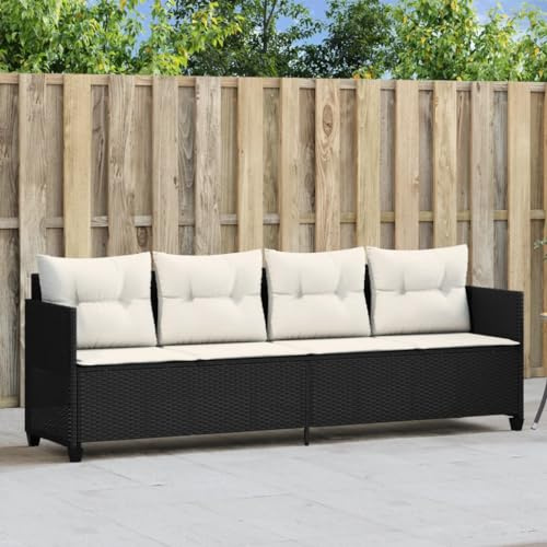 IKAYAA Gartensofa Rattan Sofa 3 Sitzer Garten Lounge Sofa Outdoor Gartenbank Sitzbank Balkon Lounge Klein Balkonmöbel Rattansofa Couch Bank Sitzecke Loungemöbel Balkon Möbel Gartenlounge