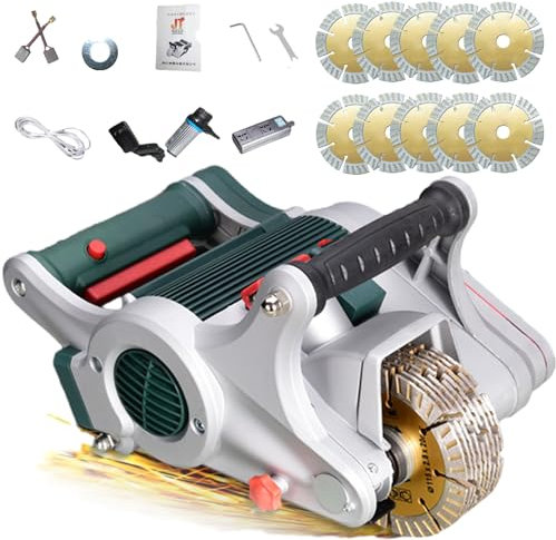 Machine à rainurer Les Murs électrique 10 Jeux de Lames de scie, 4800 W Machine de découpe de rainures murales Profondeur 44 mm Largeur 50 mm Machine à rainurer ciblage Infrarouge Double système de