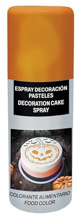 FIESTAS GUIRCA | Spray Décoratif pour Gâteaux Orange (100 ml) - Ustensile de Cuisine pour Décorer Tartes et Desserts - Idéal pour Halloween et Fêtes à Thème - Accessoire de Pâtisserie - Orange