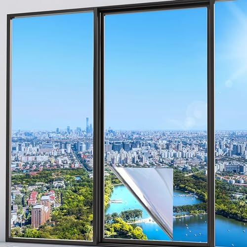 Película unidireccional para ventana, efecto espejo de privacidad diurna, tinte reflectante para ventana para el hogar, bloqueo solar, control de calor, películas de puerta de vidrio, protección