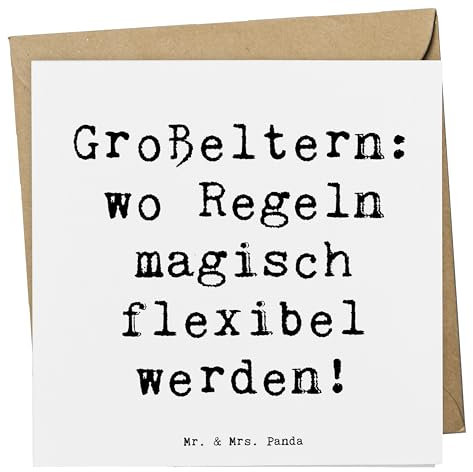 Mr. & Mrs. Panda Glückwunschkarte Spruch Großeltern Magie - Geschenk, Weisheit, Flexibilität, Familienleben, Familie, Enkelkinder, faltkarte, doppelkarte, Familienmitglieder, Grußkarte, Generationen