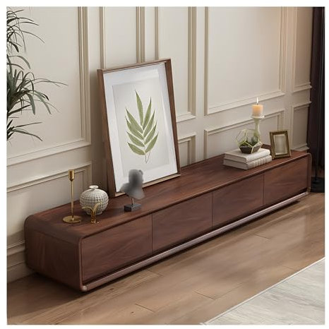 DLAZUM Mueble de TV Moderno de Nogal, Mueble de Almacenamiento de Gran tamaño para Sala de Estar, bandejas para TV, Consola de TV y Medios para Sala de Estar, Mueble de entretenimie,200cm