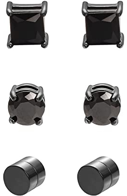 Airokiy Ohrring Clip Damen Magnetisch Damen Ohne Oohrlöcher Magnetische Ohrclips Schwarz Zirkonia 3 Paare 6mm