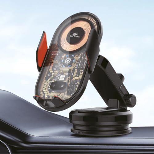 Spacetronik Handyhalterung Auto mit Ladefunktion 15W | KFZ Handy Halterung Auto mit Automatische Klemmmechanismus - Handyhalter Auto Armaturenbrett für iPhone, Galaxy, Mate usw.