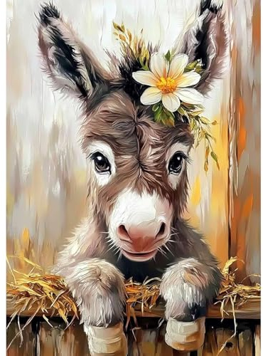 CEOVR Diamond Painting Kit Erwachsene Esel Diamond-painting,30x40 cm Diamant Paintings Kit,Süße Tiere Diamond Painting Bilder Set,5D DIY Diamond Painting Bilder Kit
