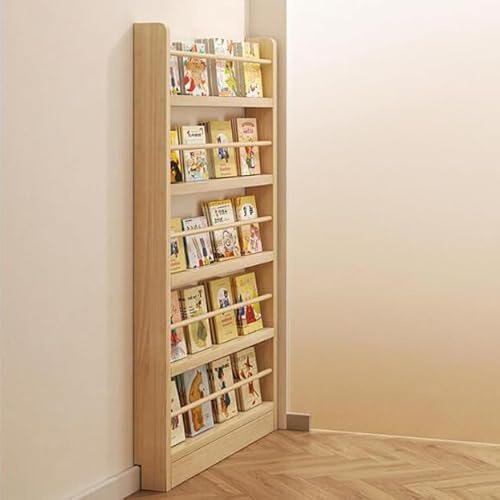 Generisch: Schmales Bücherregal aus Massivholz, für Schlafzimmer, Wohnzimmer, Heimbüro, 10 cm dünn, hinter der Tür, Aufbewahrung, Organizer