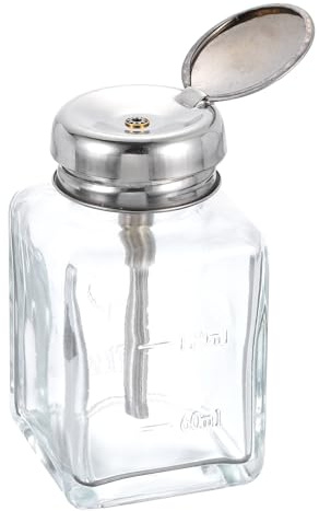 QUARKZMAN Solningsmedel-alkohol-dispenser 120 ml (4 oz) konisk tryckvätskedispenserflaska pumpflaska med rostfritt stålrör och kopparkärna för acetonpolerborttagare