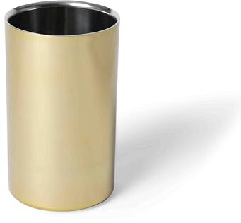 Gold Plated Wine Cooler 20cm H x 12cm Dia - Double Walledr | Prosecco Chiller Champagne Wine Ice Bucket | Stainless Steel Double Walled Wine Bottle Holders