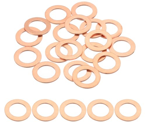 PATIKIL 18Pz Rondelle Rame M10, Rondelle Piatte in Rame M10x16x1mm Kit Rondella Tenuta Assortimento Metallo, Tappo di Scarico olio Anello di Guarnizione per Autoveicoli, Viti e Bulloni