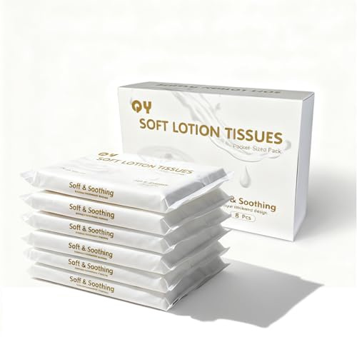 Ultra Soft Tissues 6-Ply (160 Sheets/8Packs) Balsam Facial Tissues with Glycerin & Protein FSC Certified Biodegradable Baby-Safe & Fluorescent-Free Hypoallergenic Dry Lotion Tissue Snot-Stop Pack