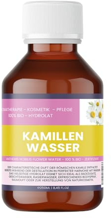 Acqua di camomilla BIO – 250 ml – 100% naturale – Anthemis nobilis Flower Water – tonico per il viso e il corpo spray – Vegano, senza alcol, senza additivi – Nakobe