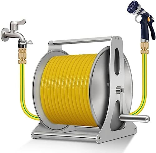 Carrello per tubo da giardino, carrello per avvolgitubo, carrello per tubo dell'acqua, avvolgitubo in lega di acciaio inossidabile, organizer per tubo con acqua per avvolgitubo da bagno per animali