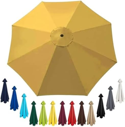 Rechange Telo Per Ombrellone, Copertura Per Ombrellone Da 2,7 M, Ombrellone Da Giardino Con Braccioli Da 6/8, Adatto Per Balcone E Spiaggia, Protezione Uv, Giallo, 8 Stecche - 2,7 M/9 Piedi