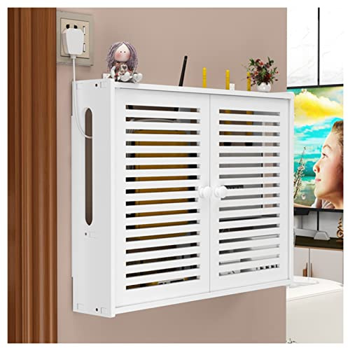 LXJBBD Floating Shelves Wall Mount Router Storage Box - WiFi Modem Organizer for Home and Office - Small Shutter Design