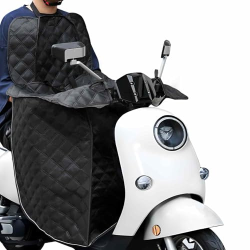 Favoto Manta para Scooter de Invierno – Cubre piernas Universal para Scooter con Bolsillo para móvil, reflectores y protección Impermeable contra el Viento y el frío, Color Negro