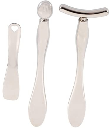Gatuida 3 Stück Teiliges Augencreme Spatel aus Metall Gesichtspflege Löffel mit Massagefunktion Silberner Eye Scoop und Eye Massage Stick für Verbesserte Aufnahme und Durchblutung Kompakt