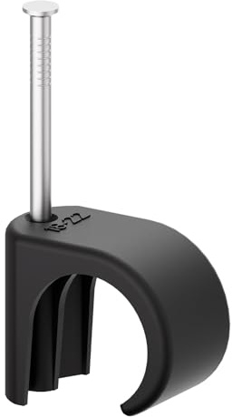 Temolink Kabelschellen, 50 Stück Nagelschellen, 18-22 mm, 304 Edelstahl, Kabelmanagement für Telefon und Ethernetkabel, Stromkabel, Rohr, Schwarz